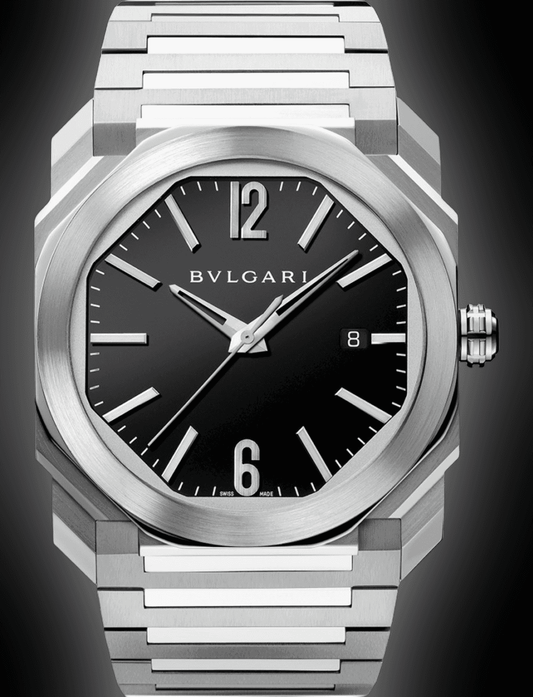 Bvlgari Octo Roma Automatic Men’s Watch – Black Dial & Stainless Steel Bracelet | Swiss Luxury Timepiece - The Arabian Watches