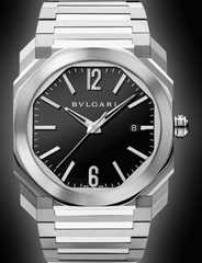 Bvlgari Octo Roma Automatic Men’s Watch – Black Dial & Stainless Steel Bracelet | Swiss Luxury Timepiece - The Arabian Watches