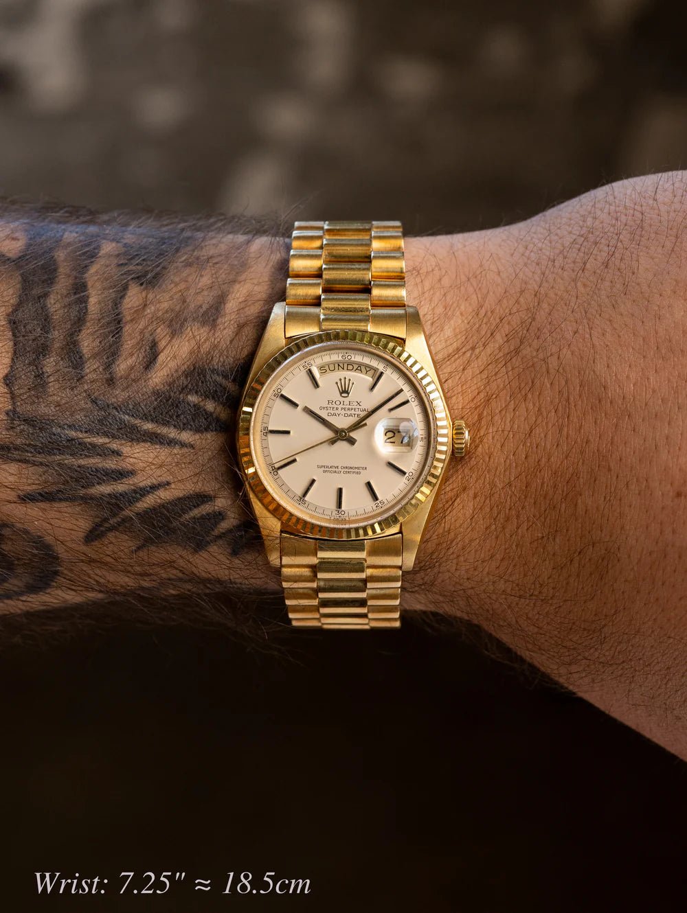 Rolex Day - Date Ref. 1803 – Non - Luminous Satin Champagne Dial (Unpolished) - The Arabian Watches